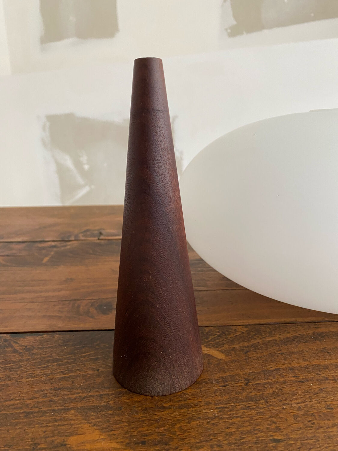 Louis Kakff teak and opaline pendant lamp