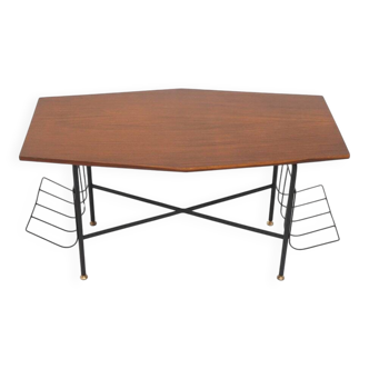 Coffee table with side magazine racks, 1960s.