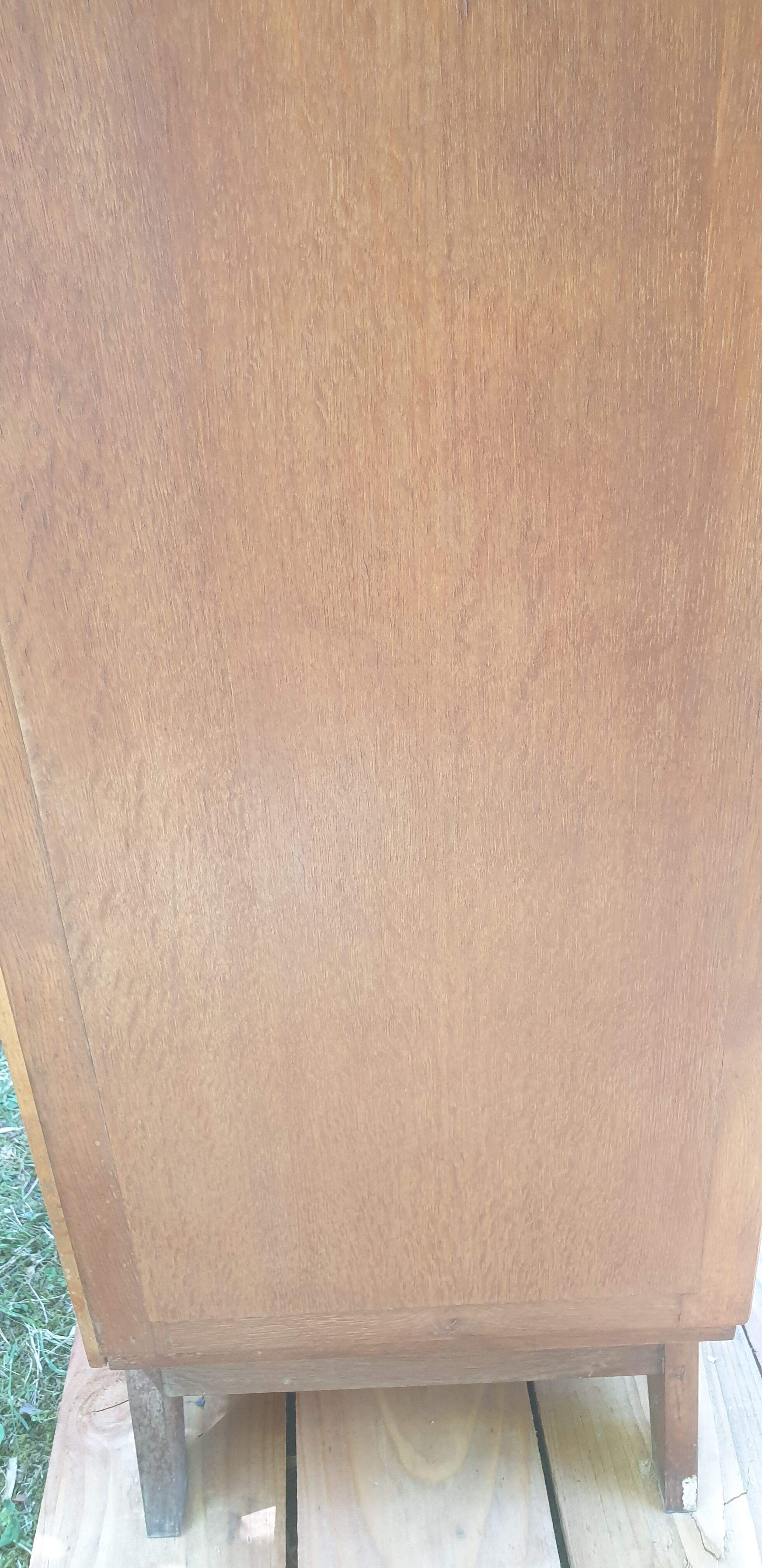 Asymmetrical oak cabinet