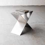 Contemporary stainless steel side table by Lena Coupez, Belgium, 2024