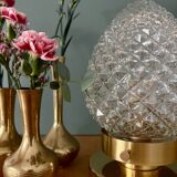 Vintage globe table lamp in diamond-point glass