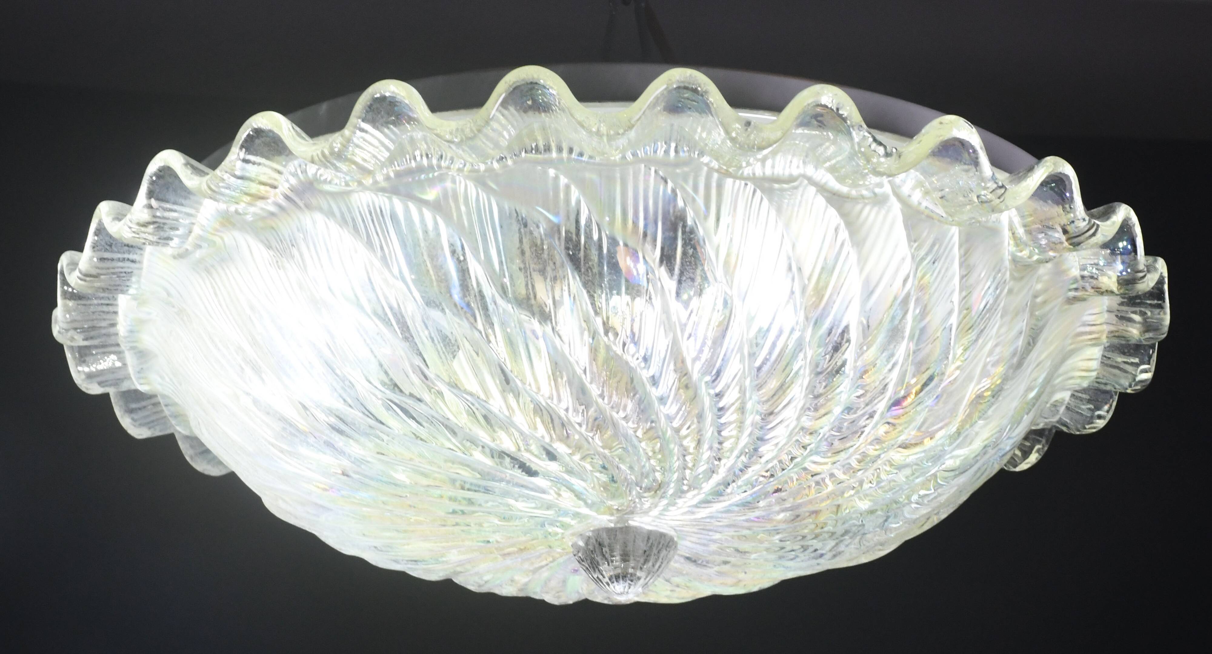 Plafonnier en verre irisé de Murano, 1970