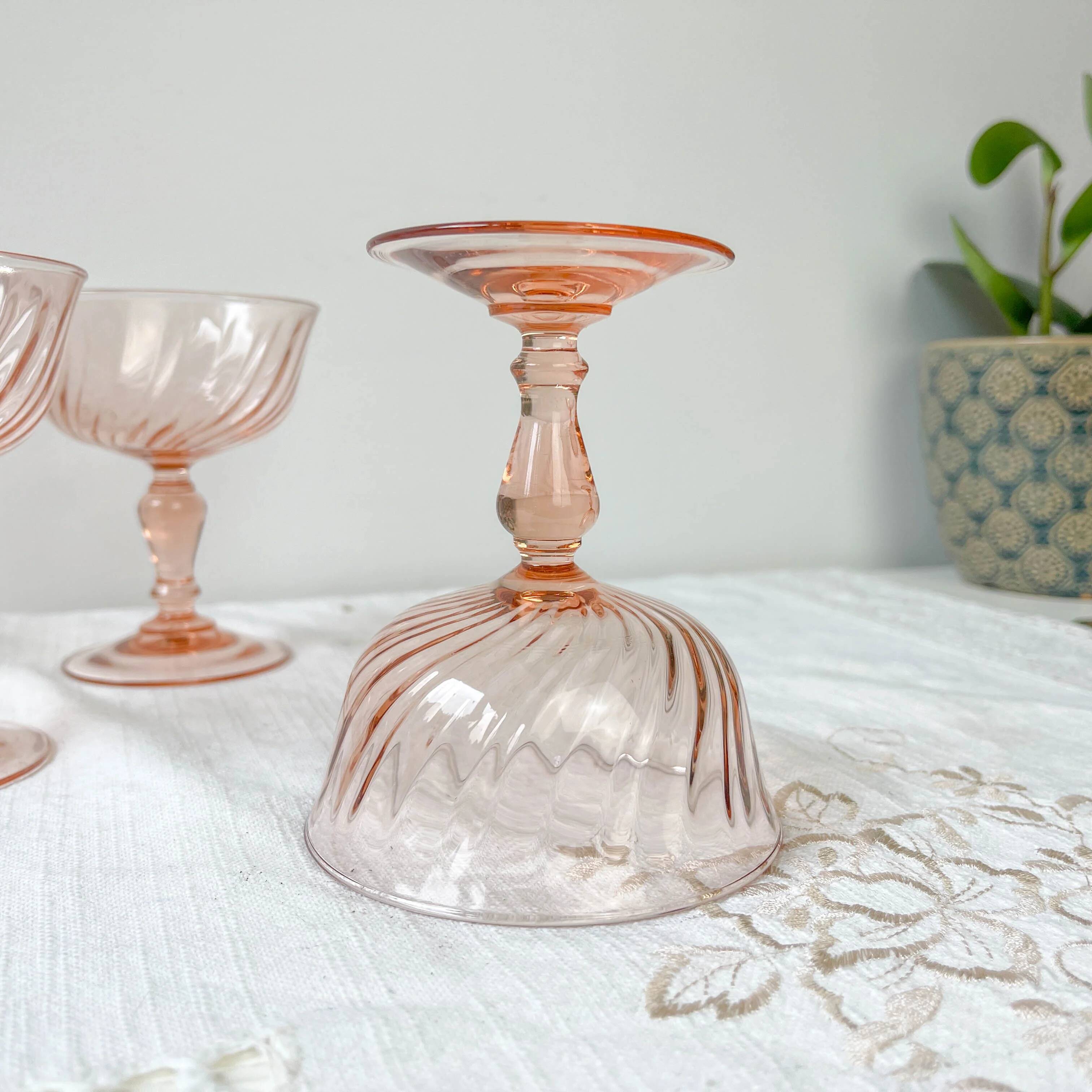 6 vintage pink glass bowls “Rosaline” Arcoroc Luminarc – French depression glass – Antique tableware made in France