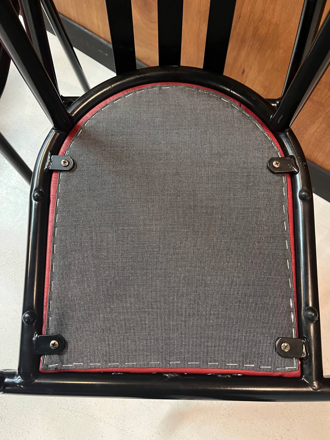4 leather and steel chairs, designed by Robert Mallet-Stevens