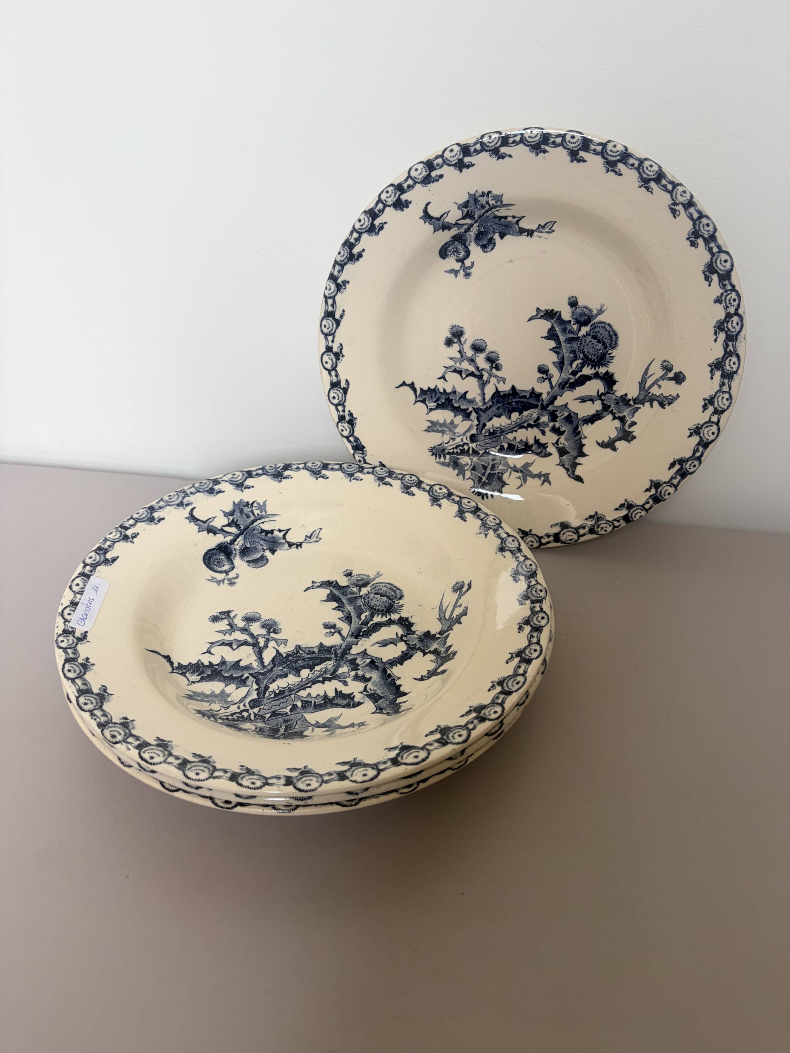 4 assiettes creuses Gien Chardons 260323