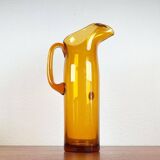 Amber glass carafe from the mid-century German Jagdhaus series and drinking glasses by Wilhelm Braun-Feldweg for Hirschberg, 1960s, set of 7.