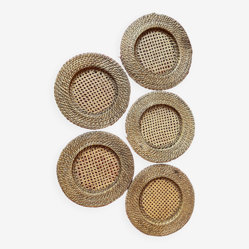 5 rattan canework coasters