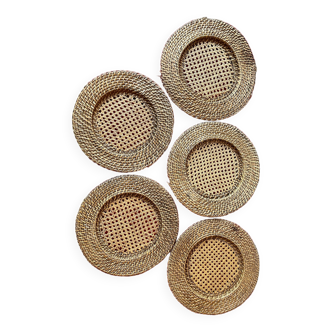 5 rattan canework coasters