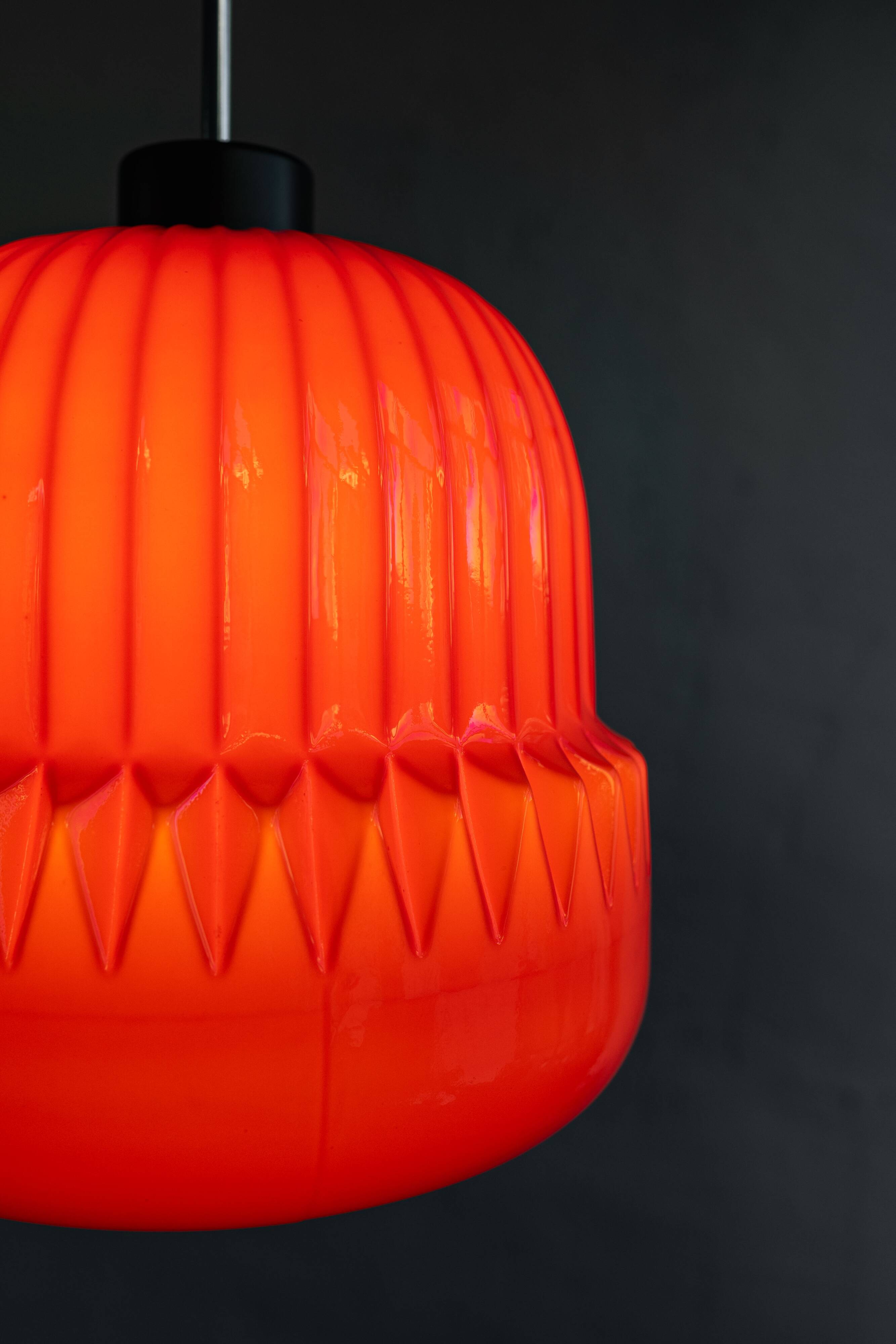 Vintage Czechoslovak Glass Hanging Lamp By Osvětlovací Sklo, 1970s