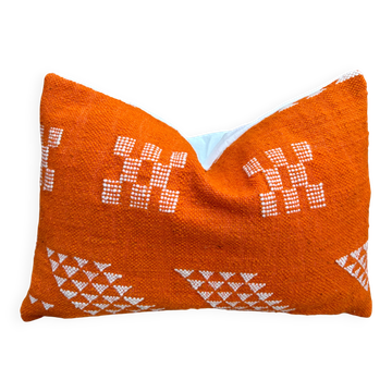Taie d'oreiller marocaine orange, housse de coussin berbère, taie d'oreille