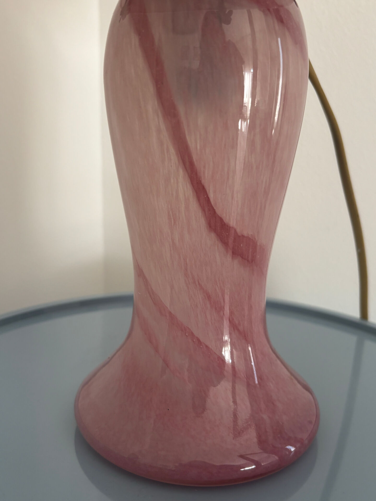 Vintage pink glass table lamp – Mushroom shade and base in
