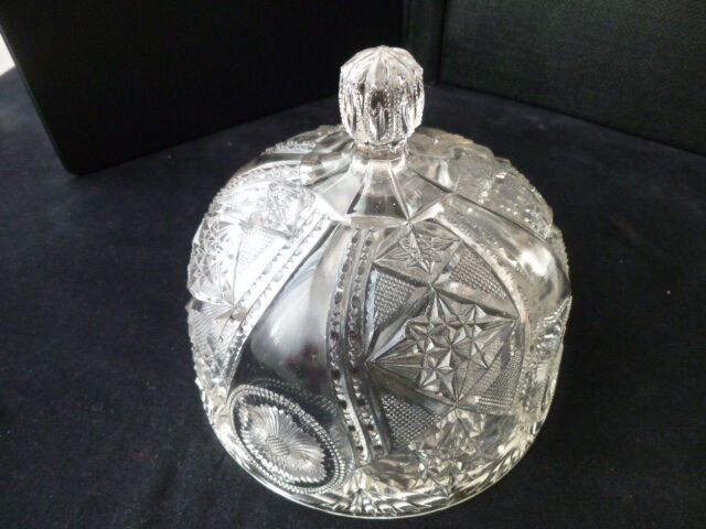 Antique cheese clocha in molded pressed glass