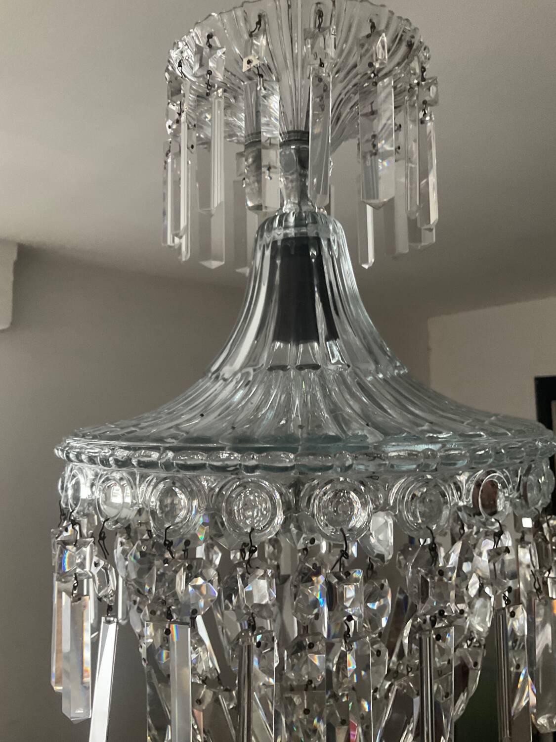 Bohemian crystal basket chandelier