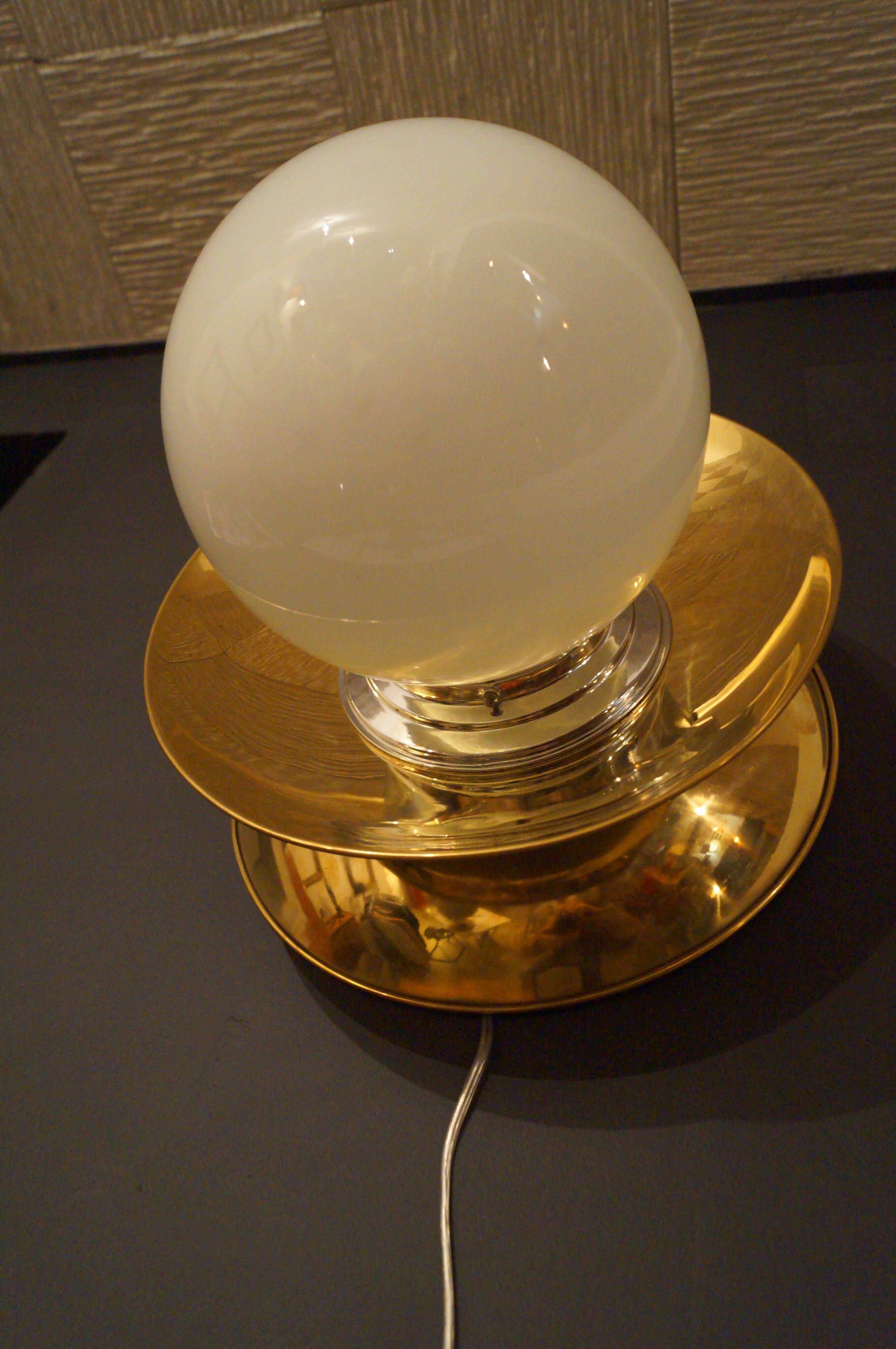 Brass and opaline wall lamp