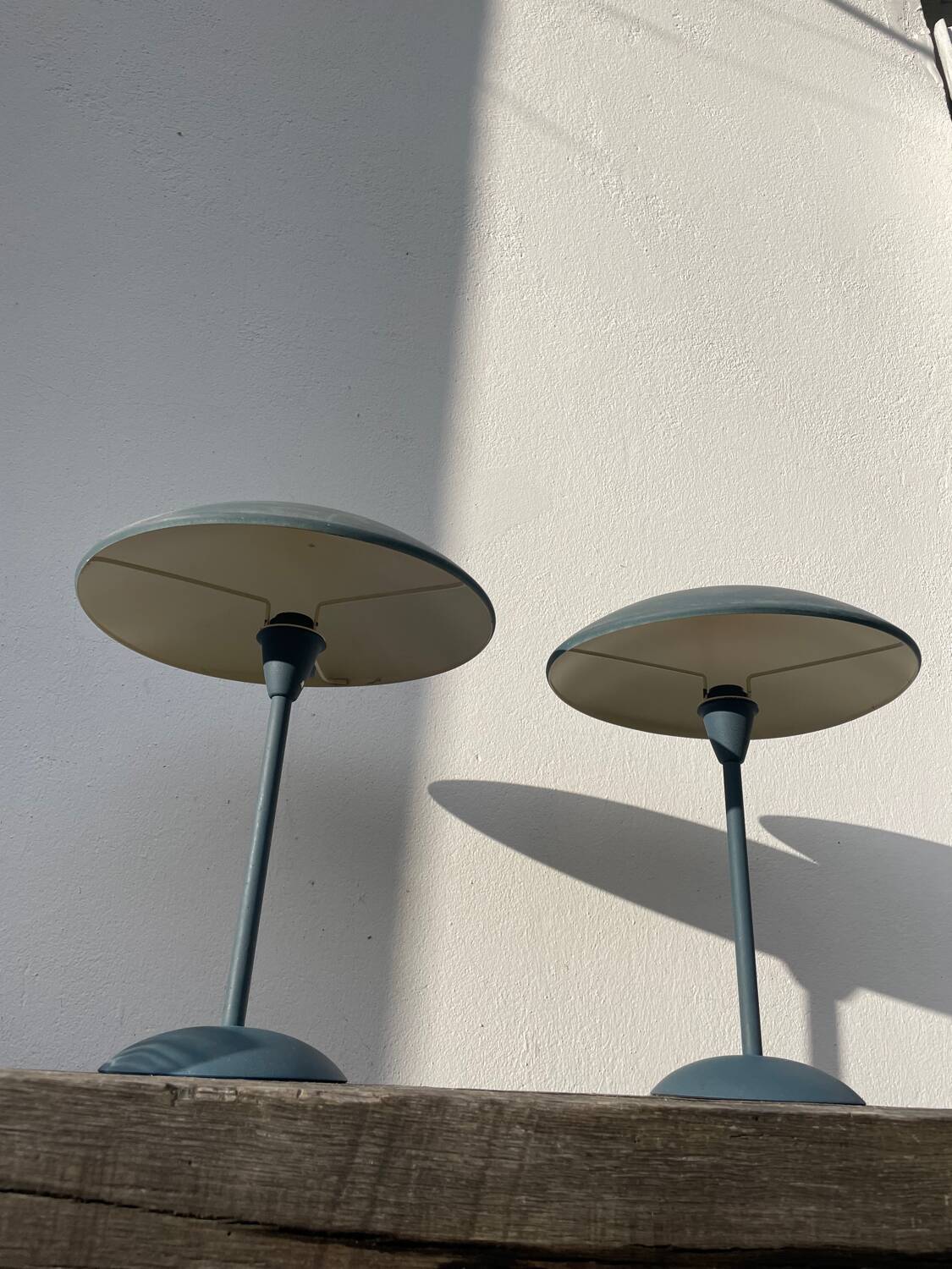 Pair of blue metal lamps Habitat, 1996