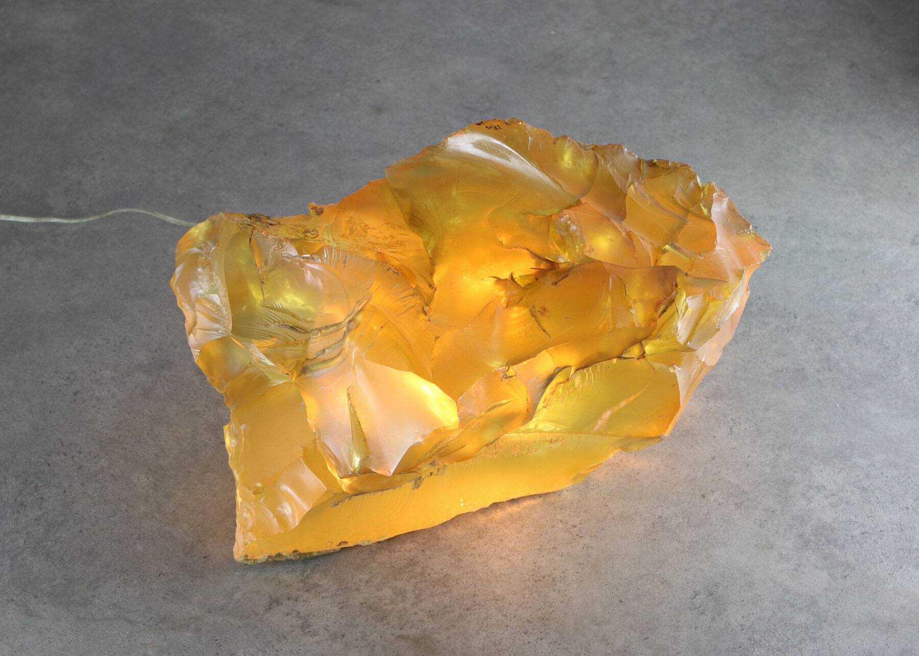 Vintage Italian Yellow Sculpture Lamp, 70s