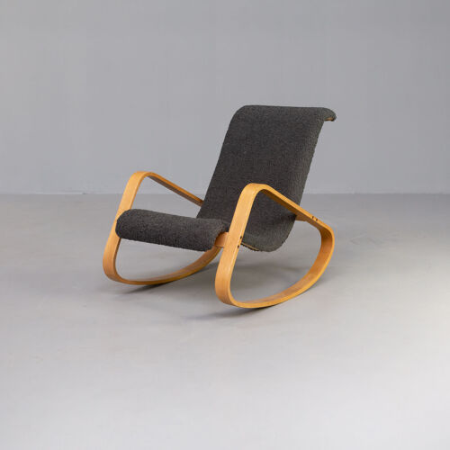 70s Luigi Crassevig ‘dondolo’ sheepskin rocking chair for Crassevig