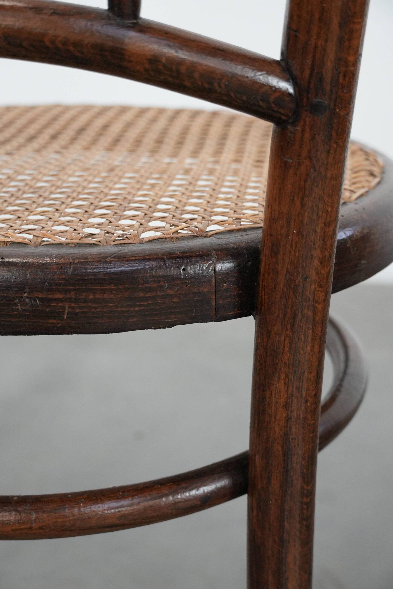 Set of 4 vintage bistro chairs Jacob & Josef Kohn Wien with a wicker seat
