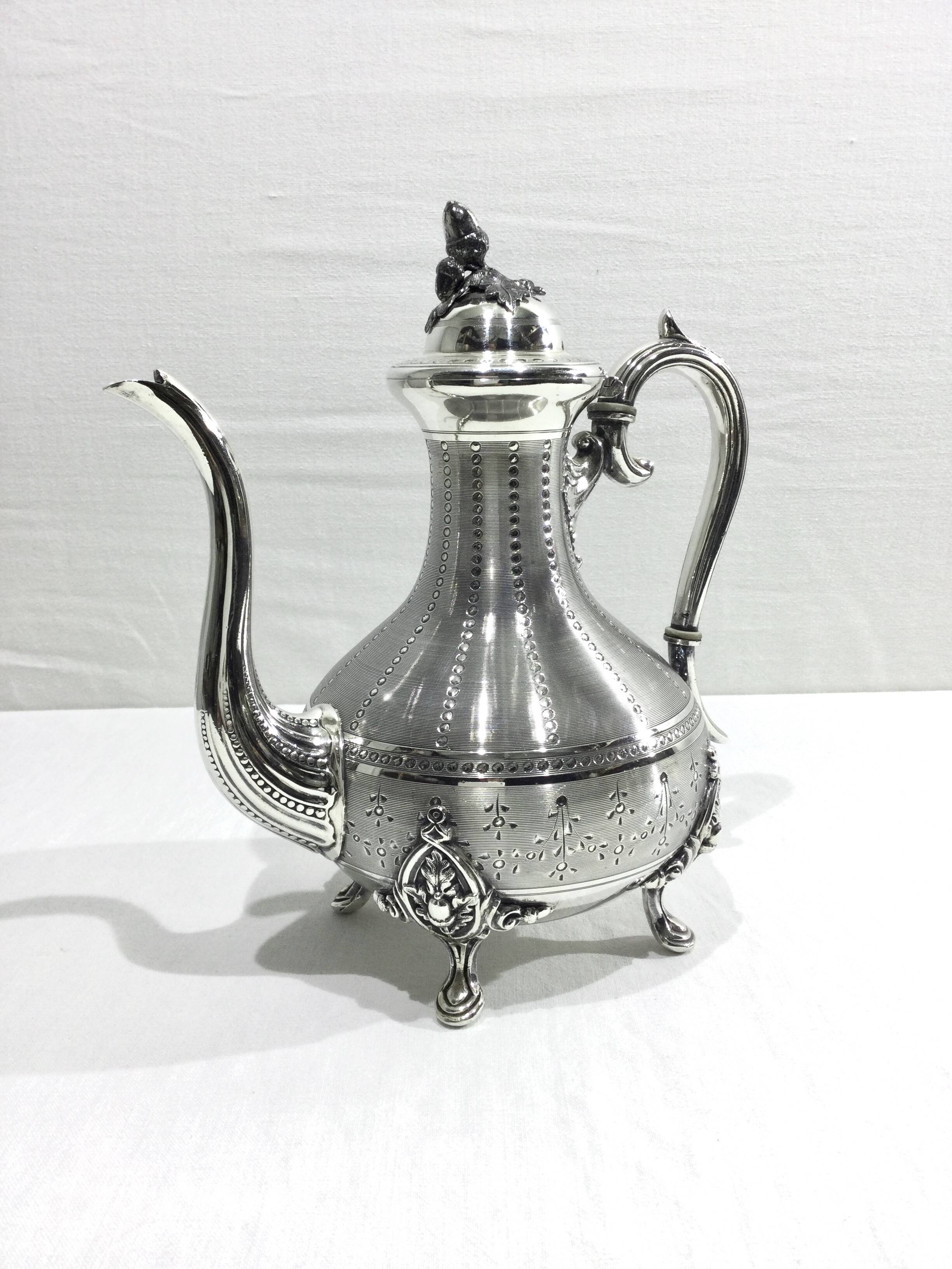 Silver metal teapot