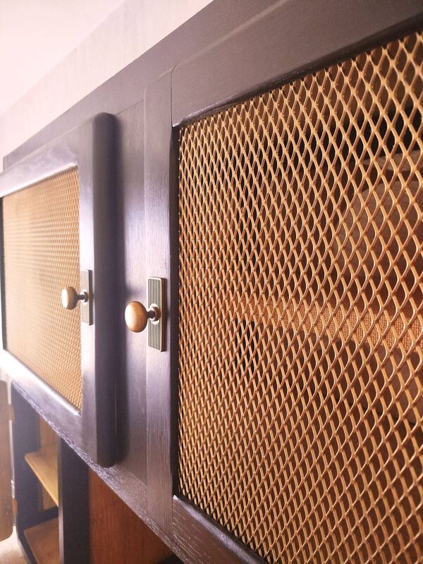 Meuble Buffet Mado vintage année 50 restauré et relooké, chêne massif