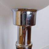 Mazda lamp chrome brass wood opaline globe