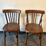 Paire de chaises bistrot bois brut