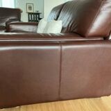 Brown grained leather sofa Roche Bobois