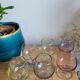 Six coloured digestive glasses