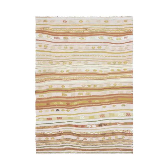 Tapis turc Oushak fait main en laine et coton orange des années 1970 137x194