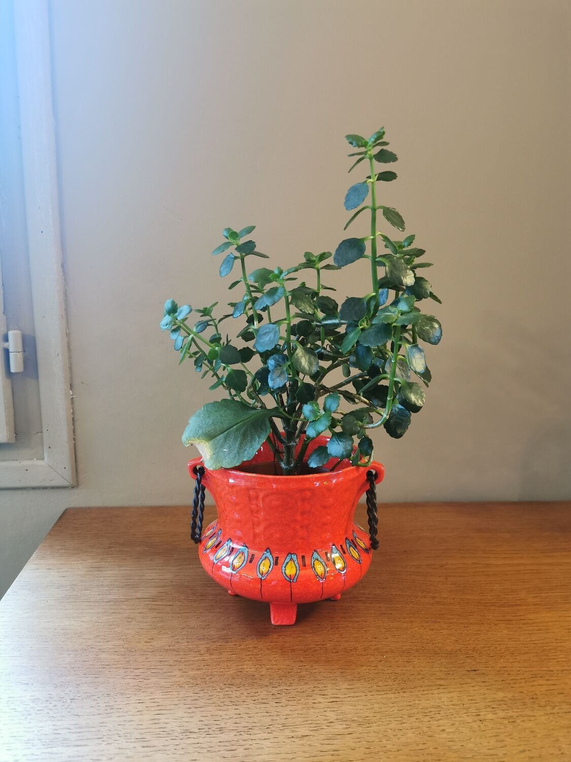 Vintage red ceramic pot cache 70s