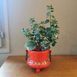 Vintage red ceramic pot cache 70s