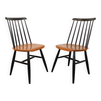 Pair of vintage Scandinavian chairs Fanett by Ilmari Tapiovaara in teak.