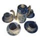 Old coffee service Lunéville with blue lace decoration.