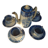 Ancien service à café Lunéville décor Dentelle bleue.