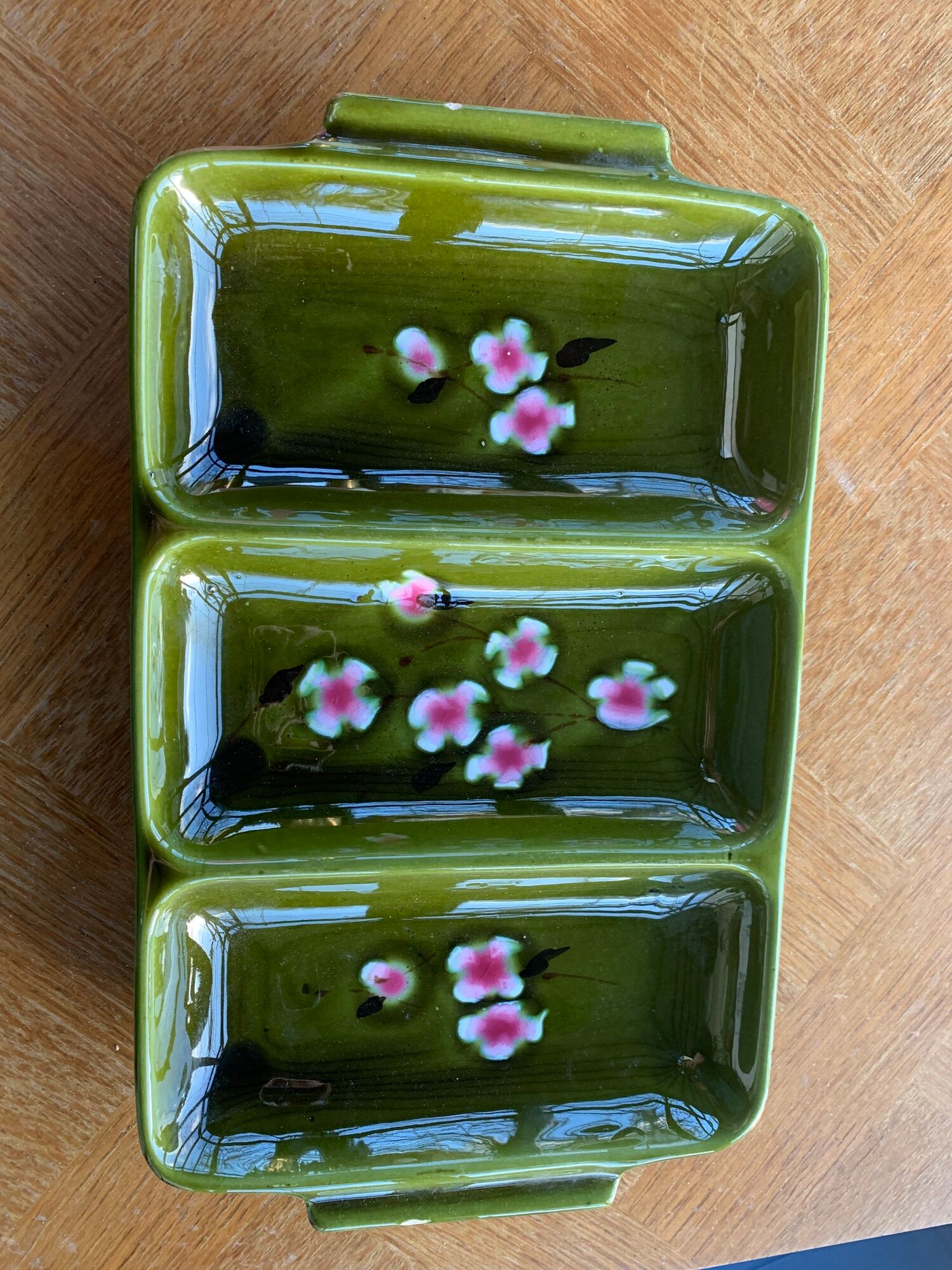 Servant 3 compartments poet Laval ceramic enamelled France vintage and collector