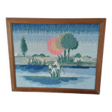 Tapisserie lac Derwentwater vintage