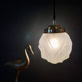 Vintage art deco glove pendant lamp in frosted glass