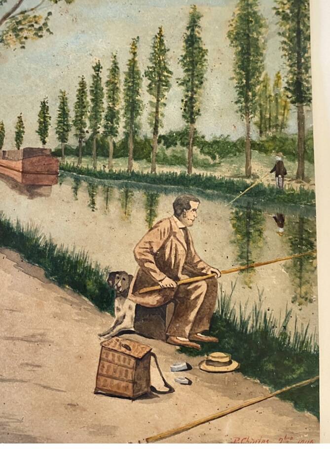 Painting from the 1900s, glass frame