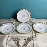4 deep plates from Limoges with the PJC gold monogram.