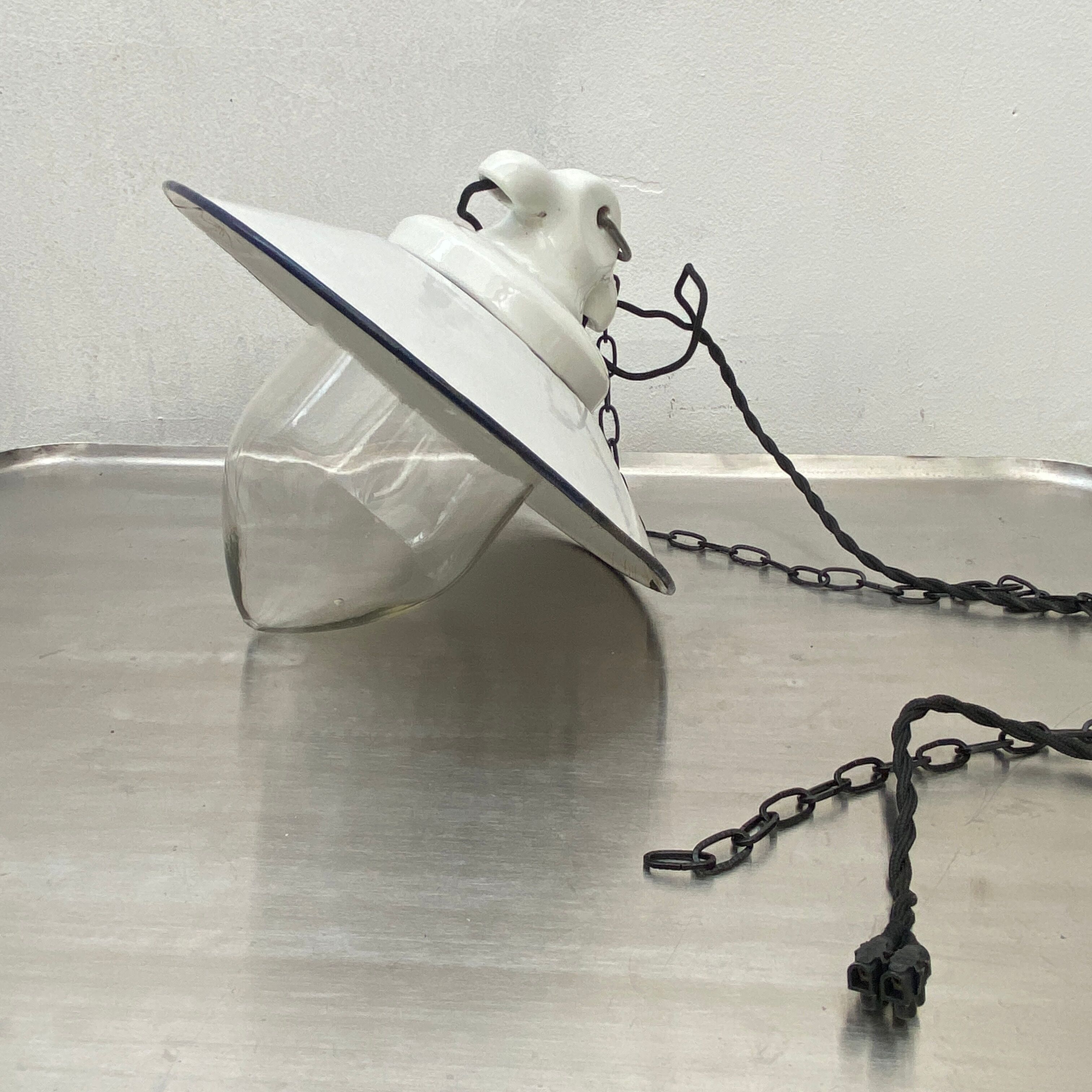 Glass industrial hanging lamp