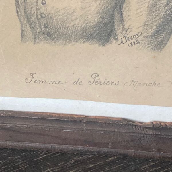 Dessin au crayon d'une femme normande par Alexandre René Veron