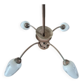 luminaire suspension vintage année 50 laiton et metal diffuseur tulipe