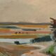 Huile sur toile suédoise – “Paysage” par Budde Nielsen – Signée et encadrée