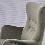 1970s, Danish armchair, velour, beech wood, original excellent condition.