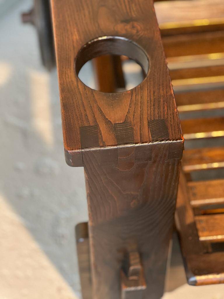 Wooden armchair with ottoman 1965