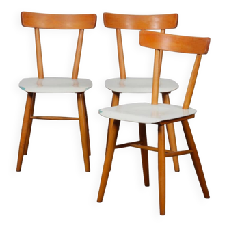 Suite de 3 chaises vintage éditée par Ton, 1960