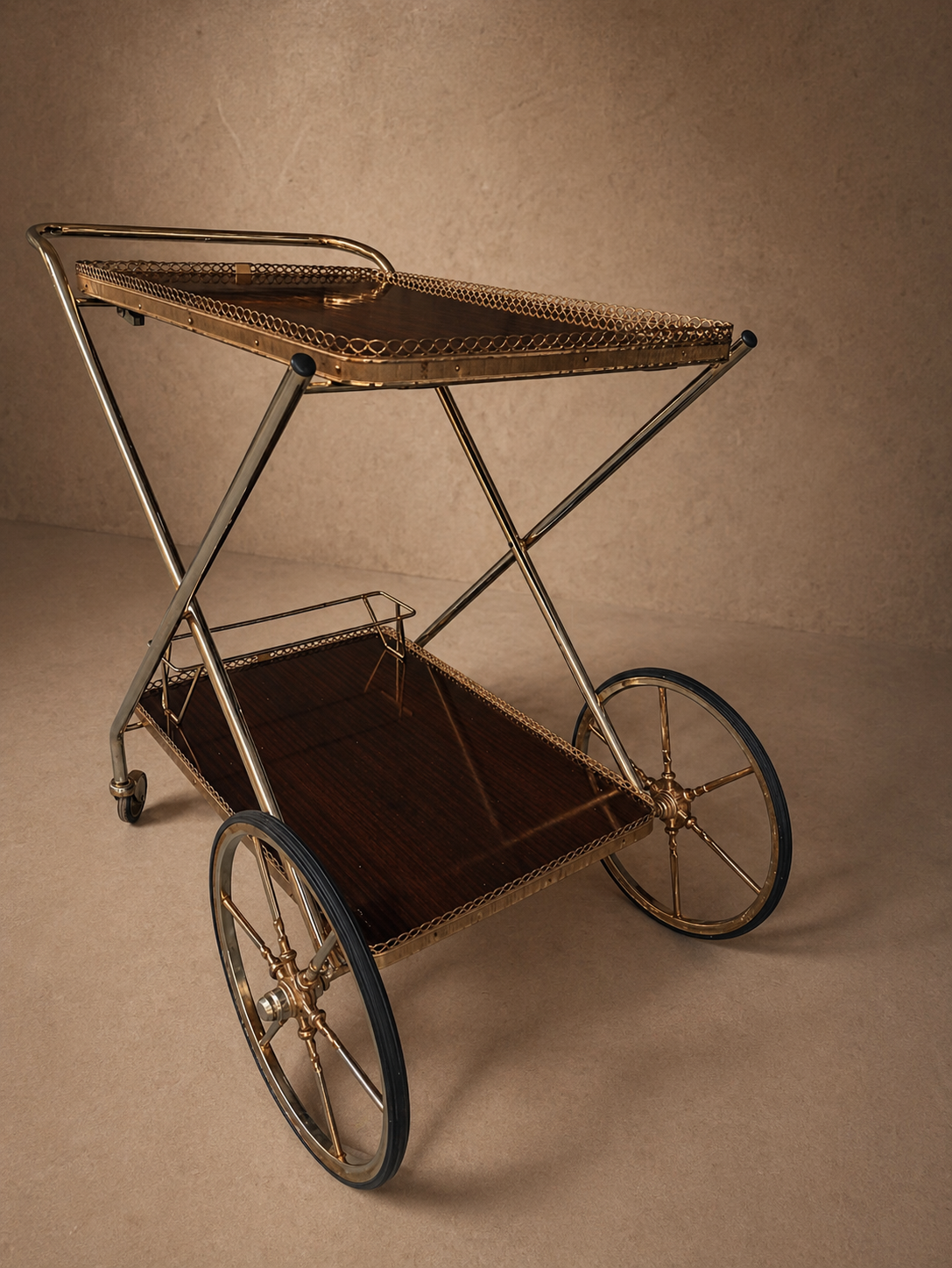 Brass dessert table with rosewood effect 1970