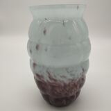 Glass vase art deco cyan and plum