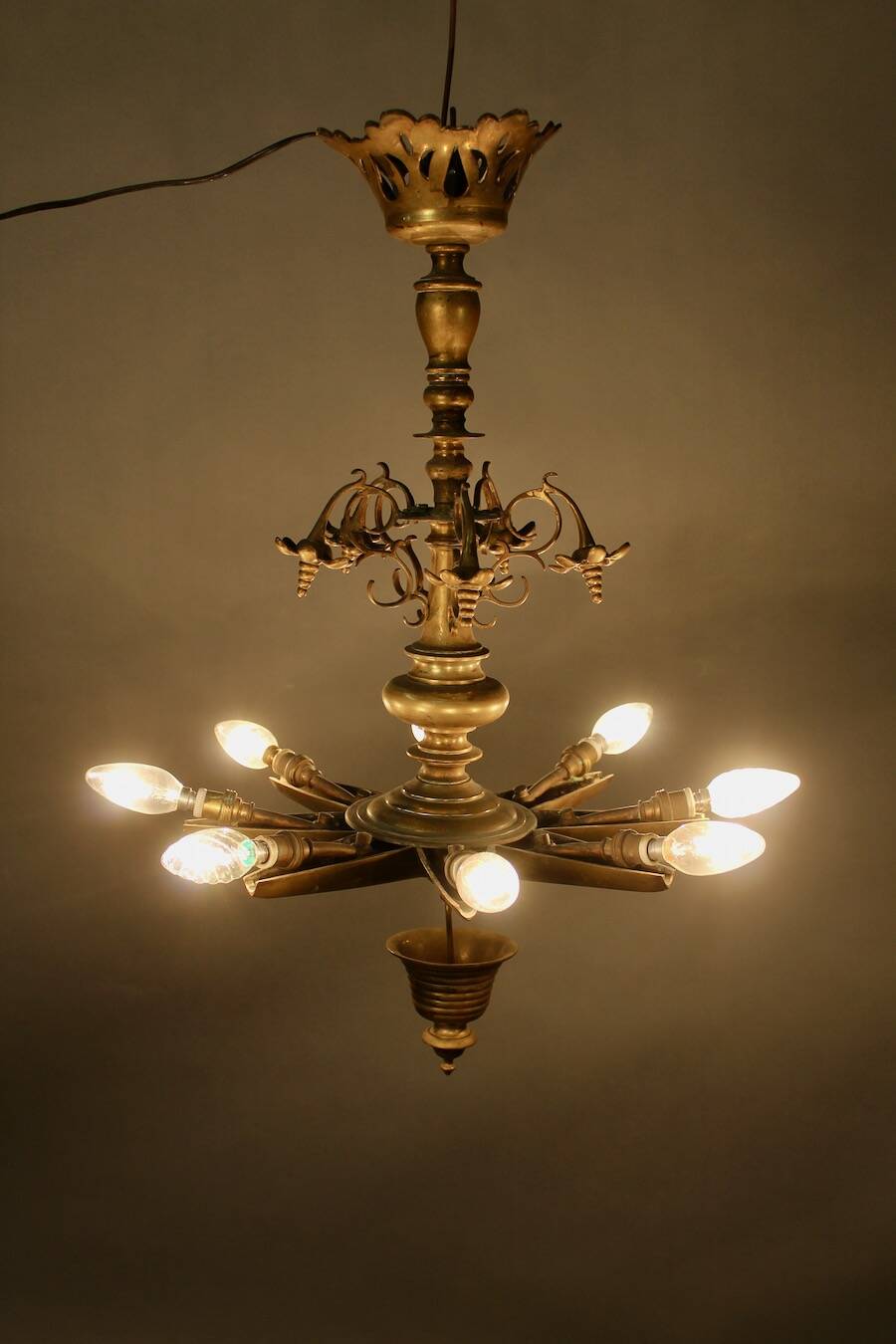 19th Century Bronze Synagogue Chandelier