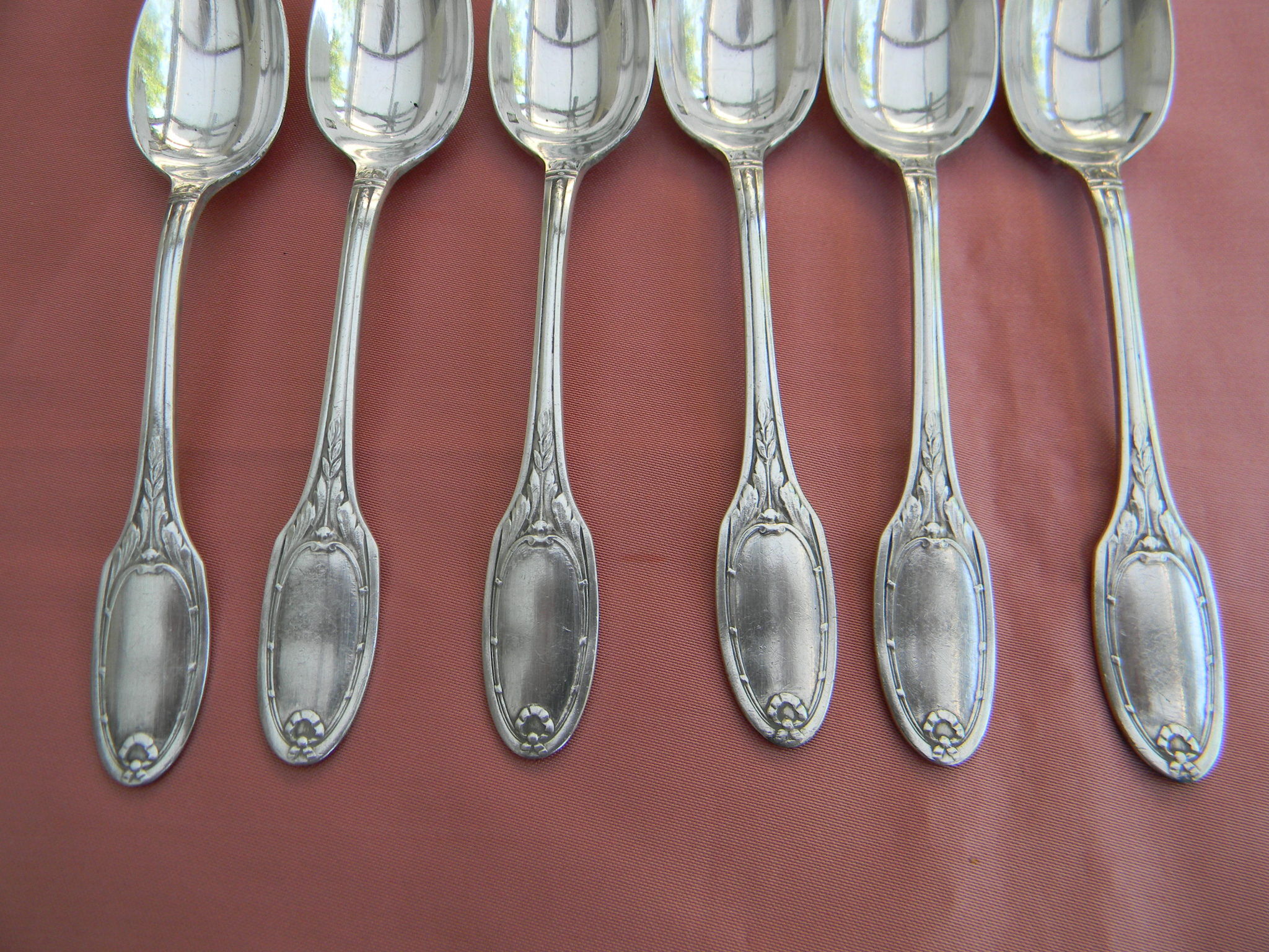 Set of 6 mocha spoons in silver metal christofle